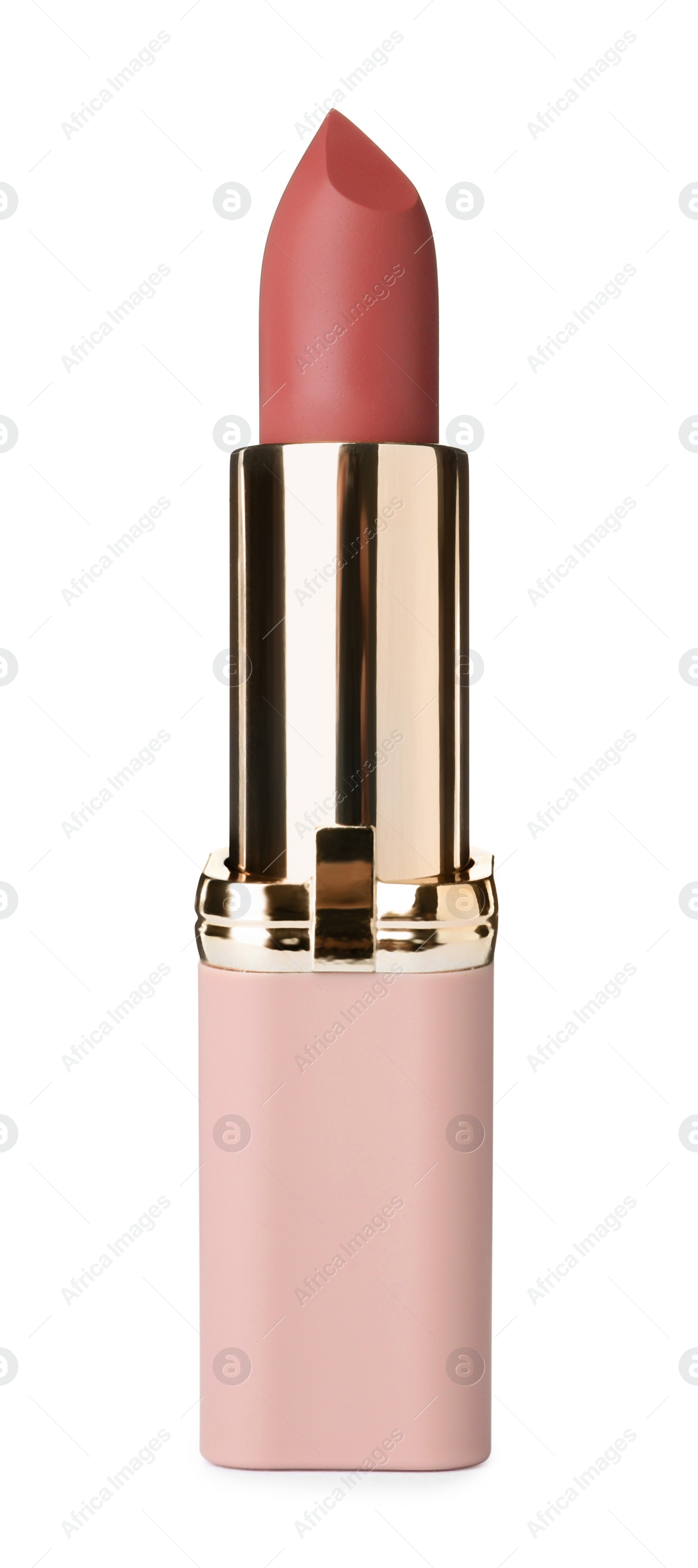 Photo of Beautiful lipstick isolated on white. Makeup product