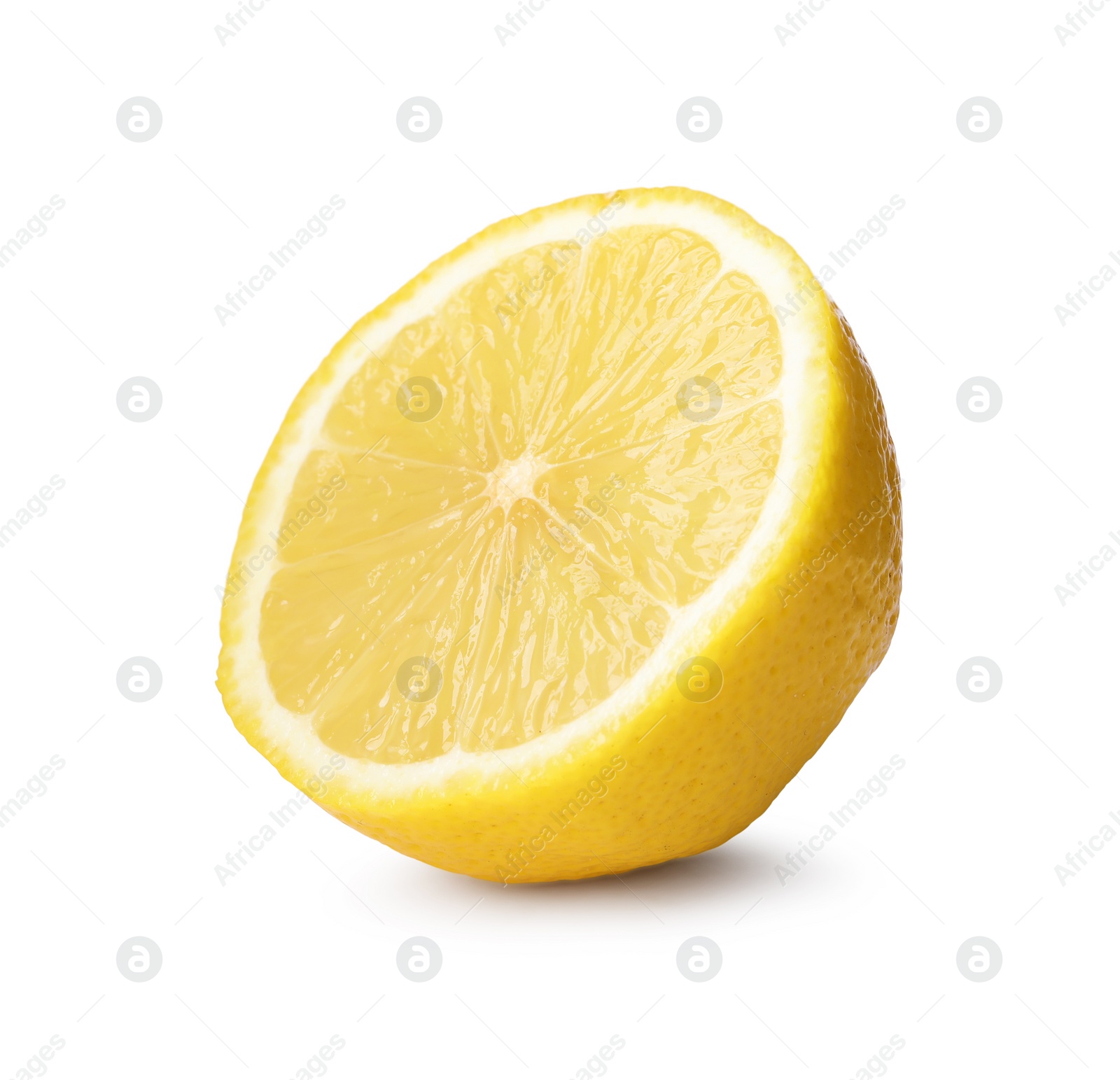 Photo of Citrus fruit. Half of fresh lemon isolated on white