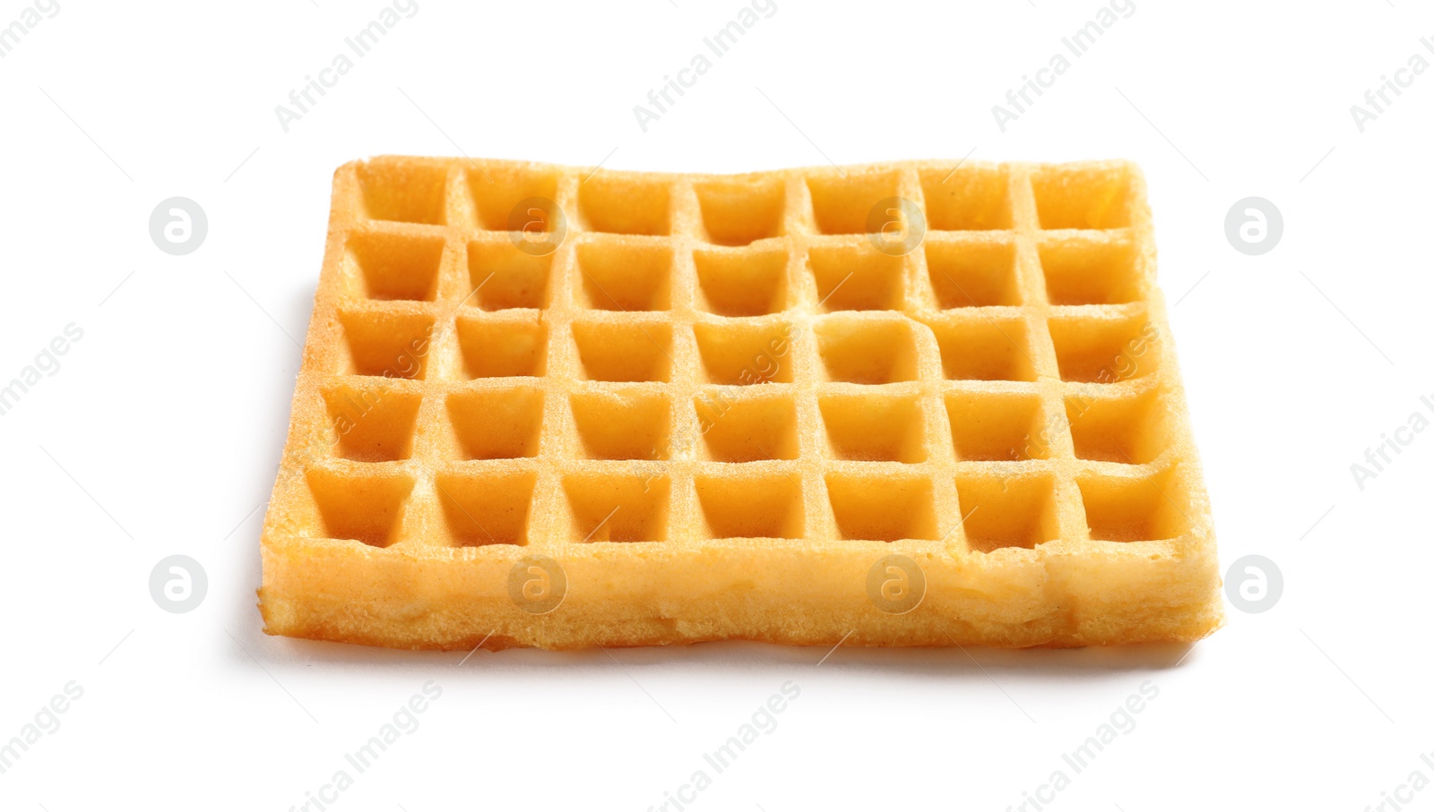 Photo of Delicious waffle for breakfast on white background