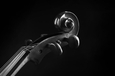 Image of Beautiful classic violin, closeup view. Musical instrument