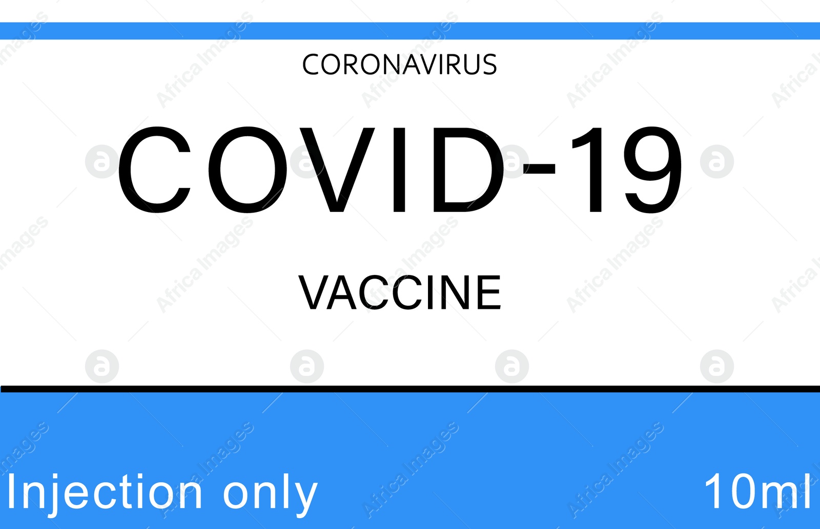 Illustration of Coronavirus vaccine label design on white background. Illustration