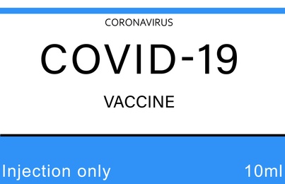 Illustration of Coronavirus vaccine label design on white background. Illustration