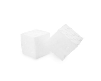 Photo of Two small styrofoam cubes on white background