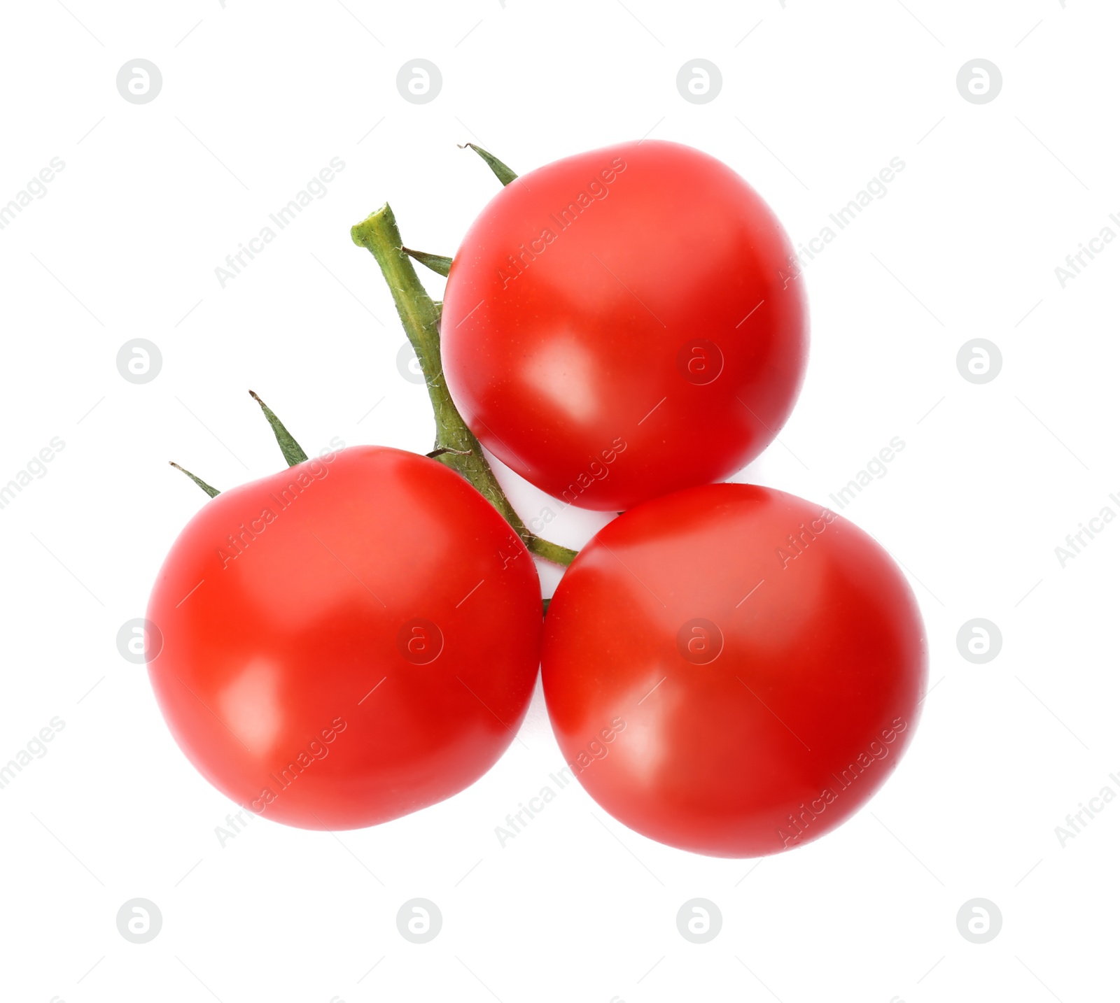 Photo of Fresh ripe tomatoes on white background, top view