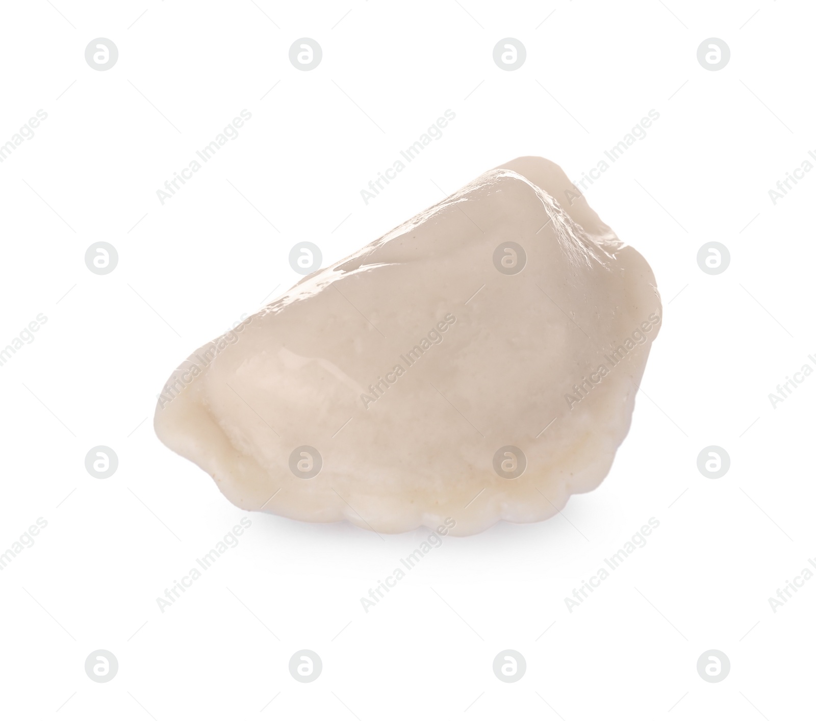 Photo of One dumpling (varenyk) with tasty filling isolated on white