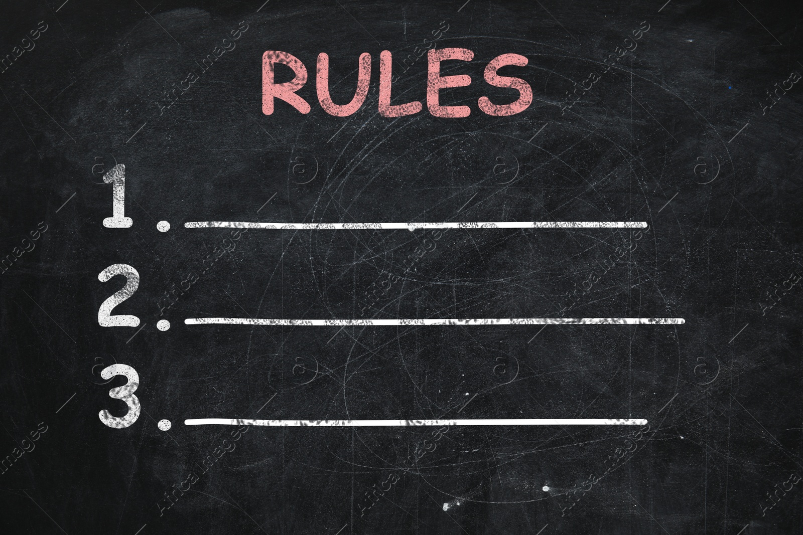 Image of Chalkboard with list of rules as background