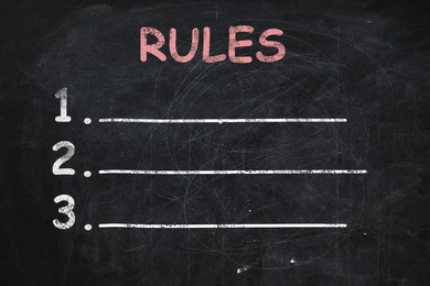 Image of Chalkboard with list of rules as background