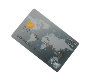 Photo of Grey plastic credit card isolated on white