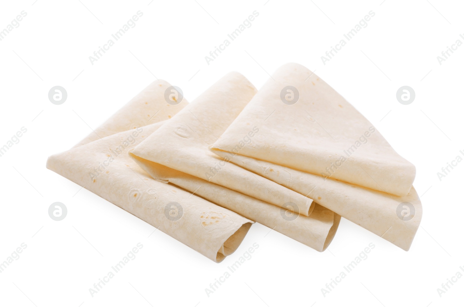 Photo of Delicious folded Armenian lavash on white background