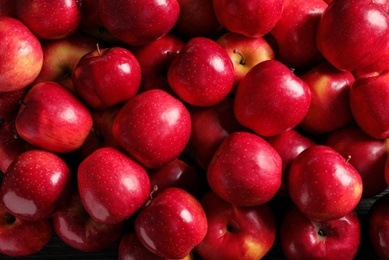 Photo of Fresh ripe red apples as background