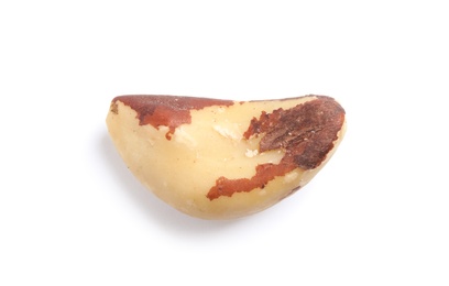 Delicious Brazil nut on white background. Healthy snack