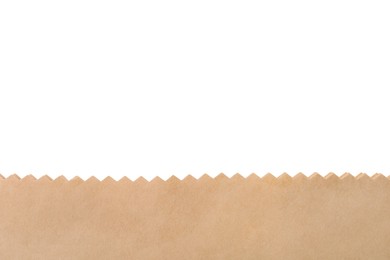 Kraft paper bag on white background, closeup