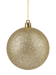 Photo of Beautiful golden Christmas ball isolated on white