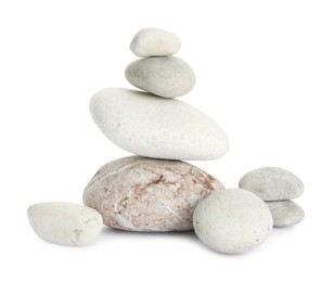 Photo of Group of different stones isolated on white