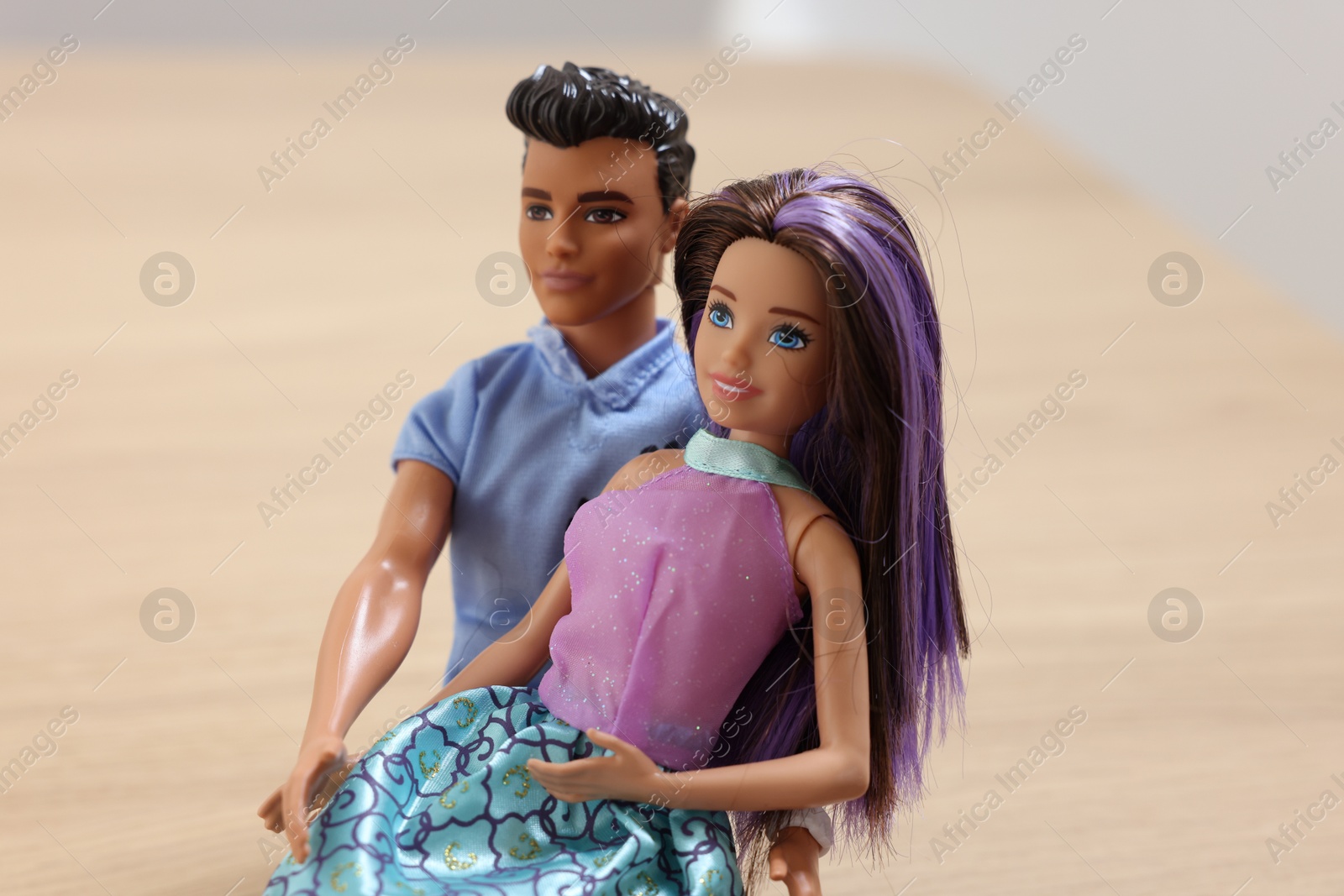Photo of Leiden, Netherlands - September 20, 2023: Stylish Barbie and Ken dolls on blurred background