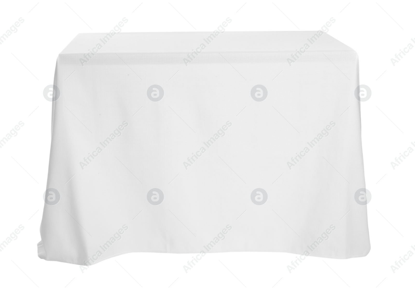 Photo of Table with white tablecloth isolated on white