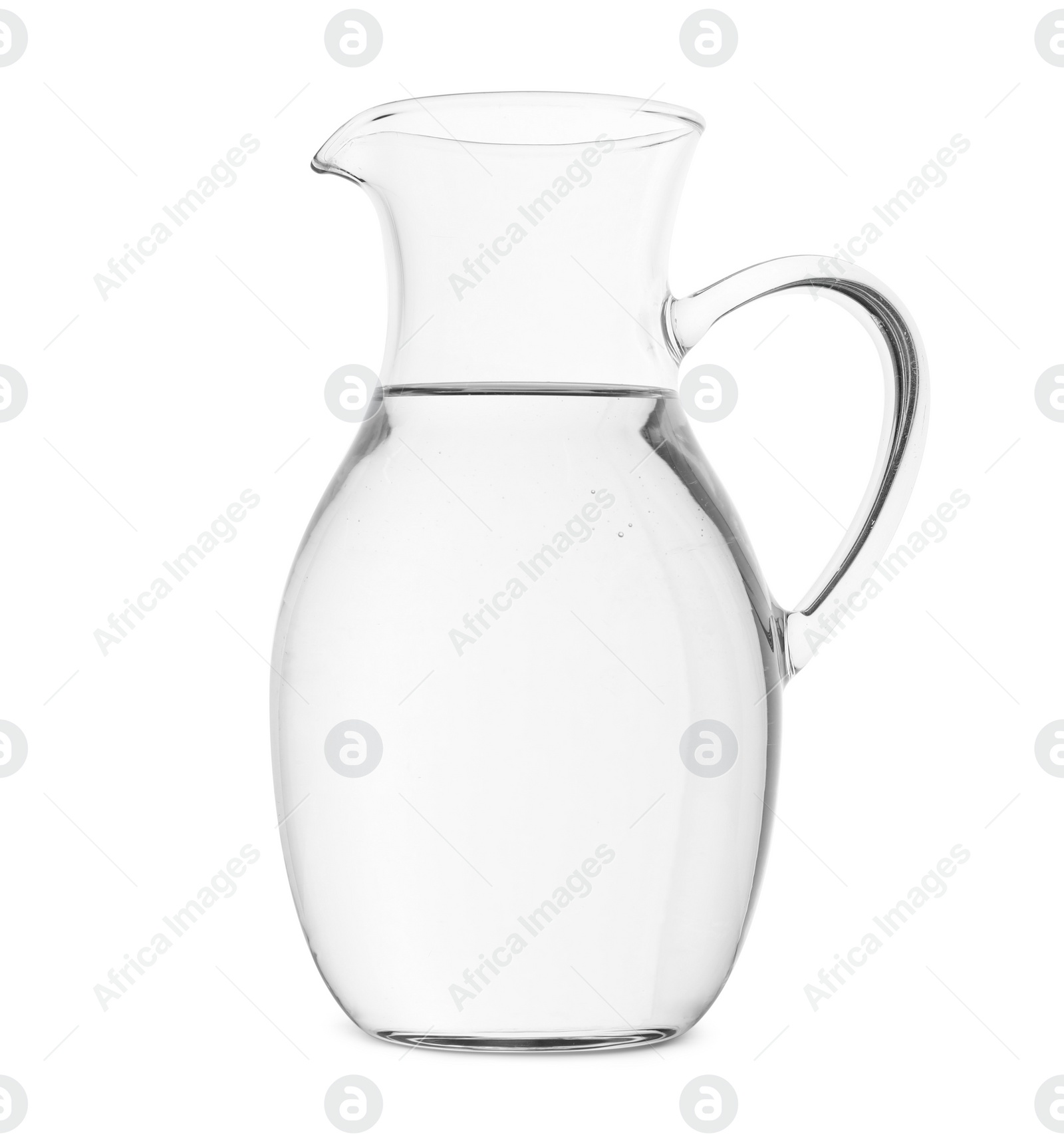 Photo of Glass jug with water isolated on white