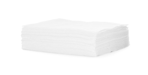 Photo of Stack of paper tissues on white background