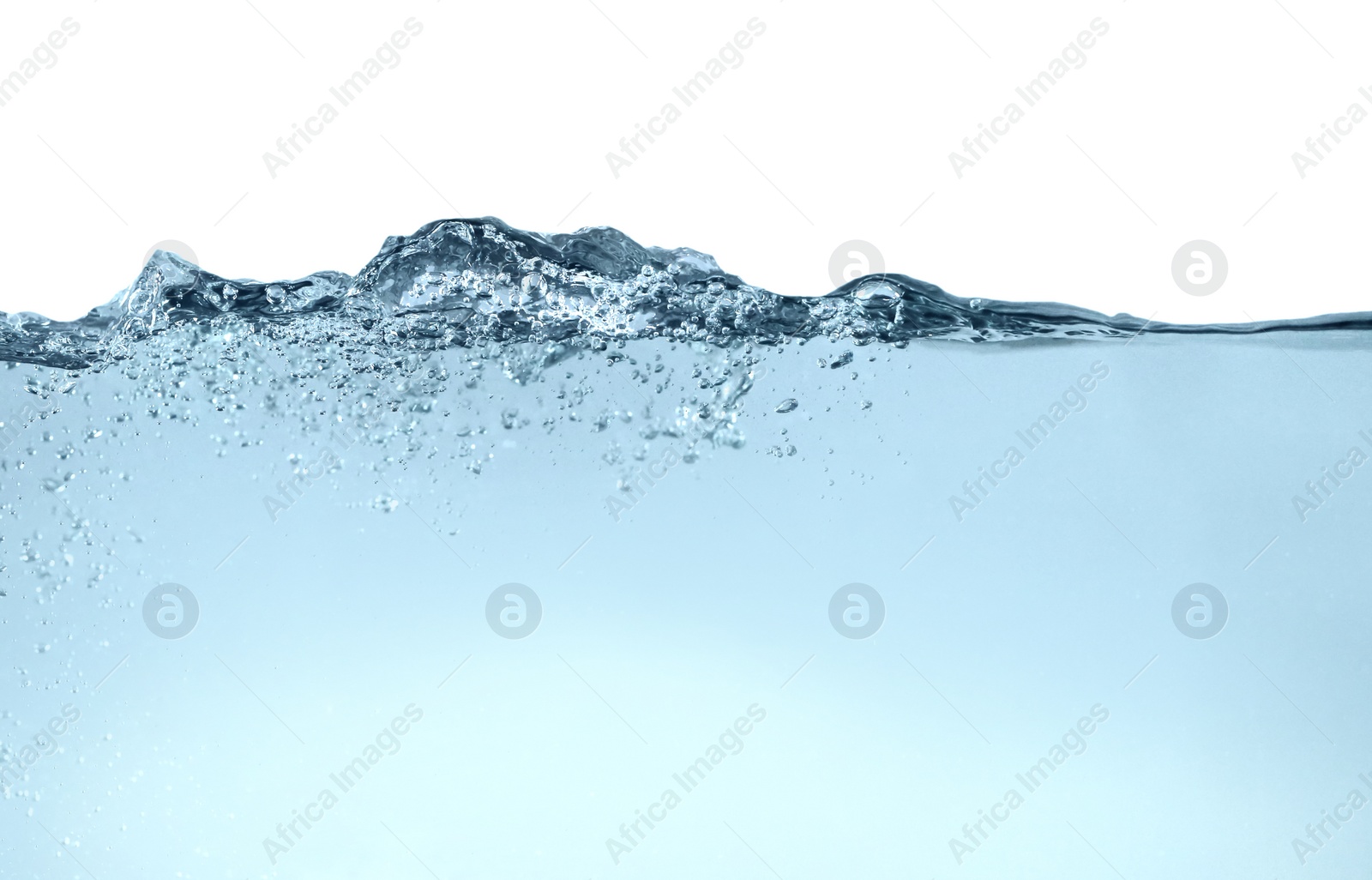 Photo of Splash of pure water on grey background, closeup