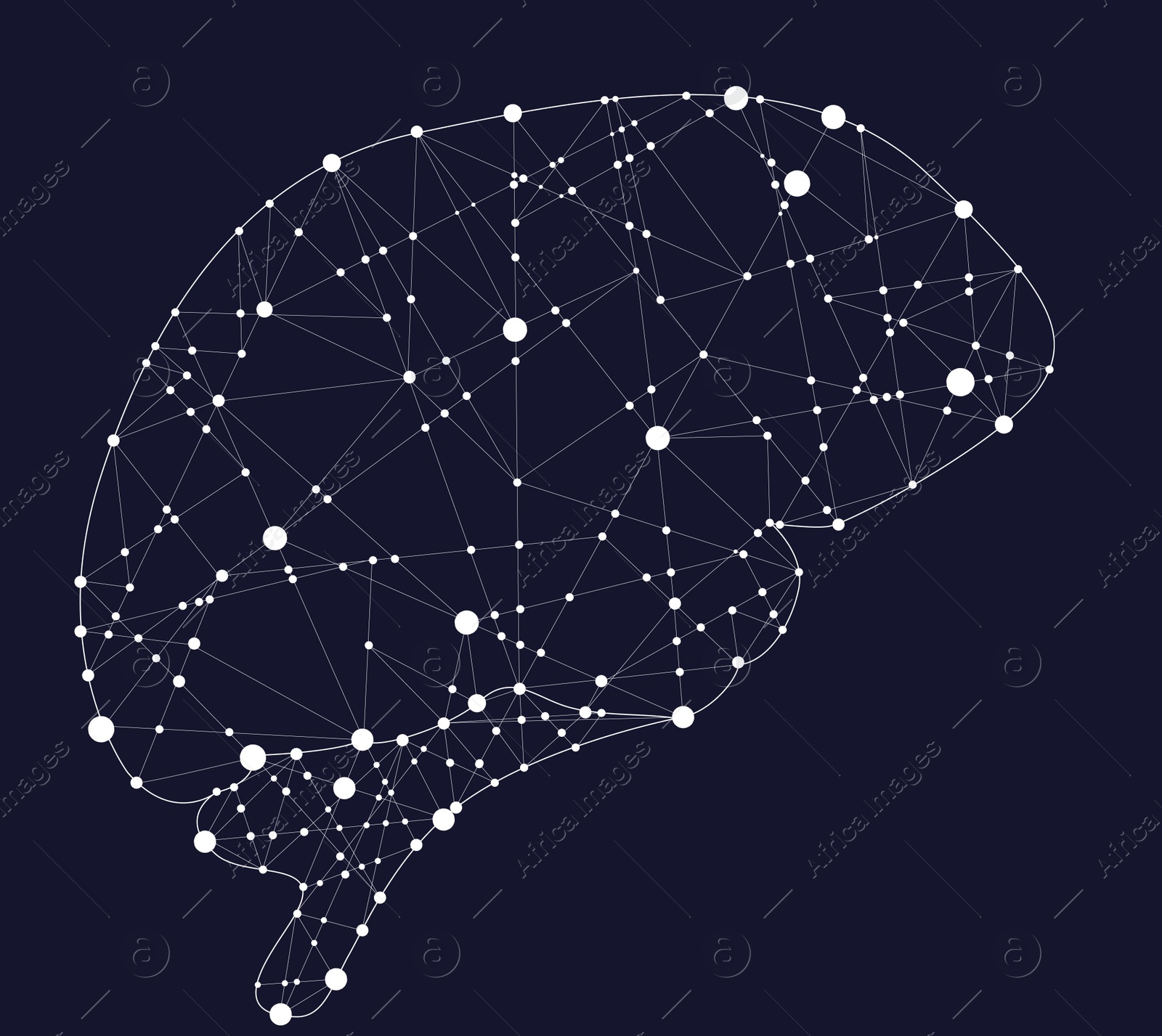 Illustration of  human brain on dark blue background