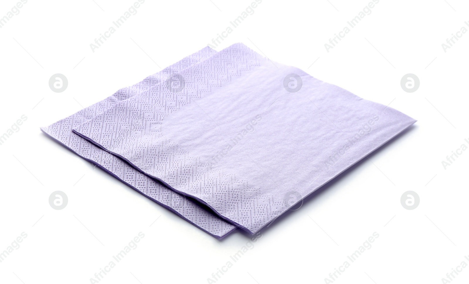 Photo of Paper napkins on white background. Personal hygiene