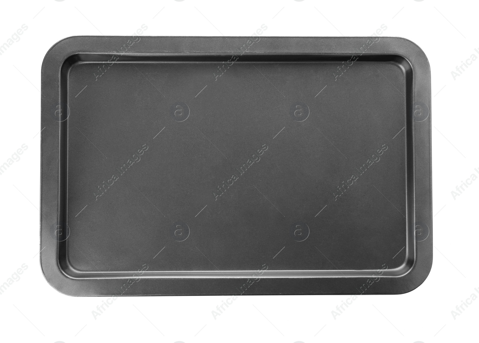 Photo of Empty baking tray for oven isolated on white, top view