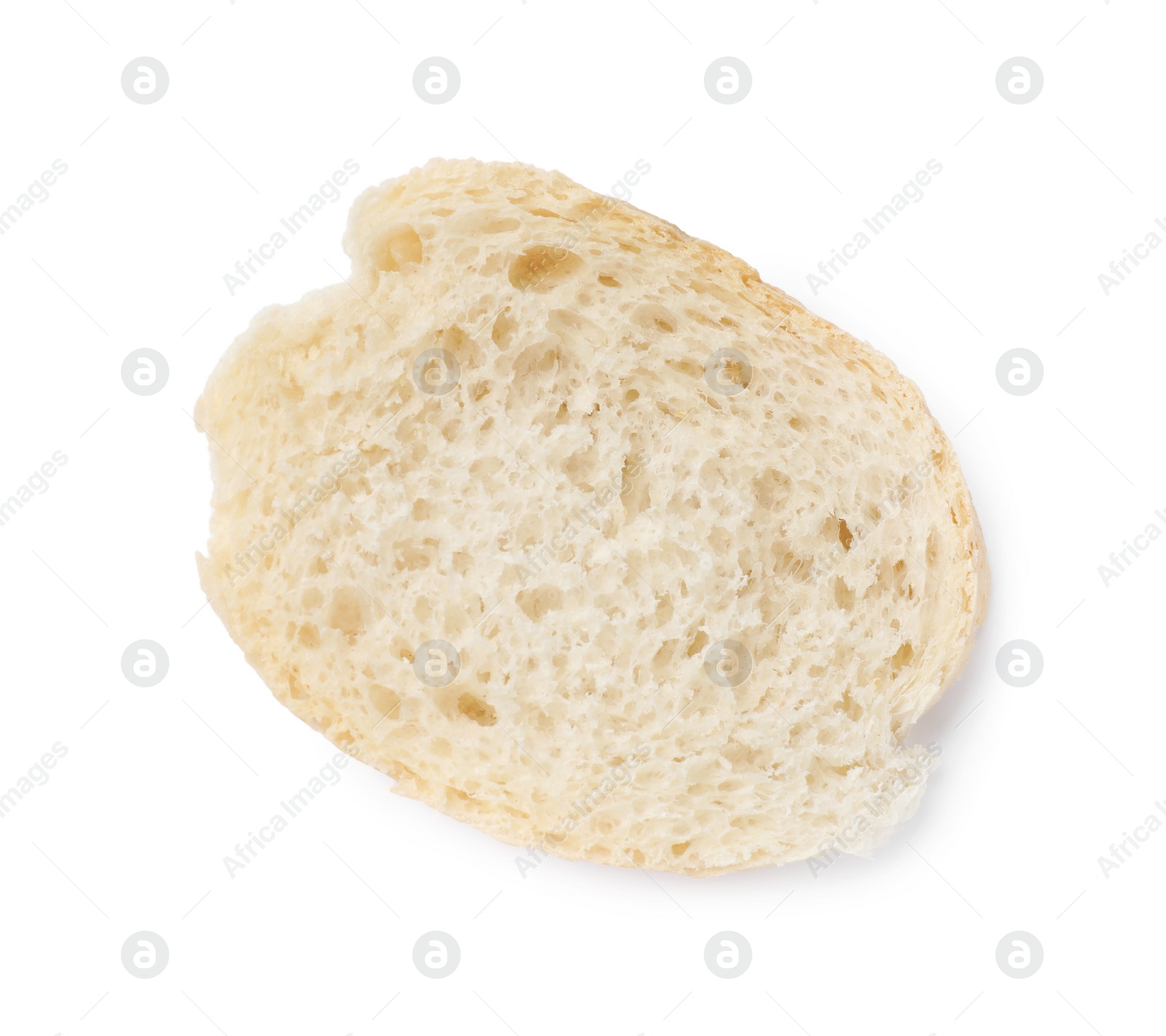 Photo of Piece of fresh baguette isolated on white, top view