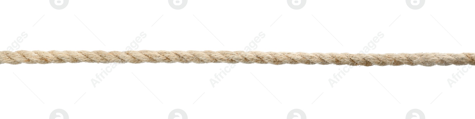 Photo of Hemp rope isolated on white. Organic material