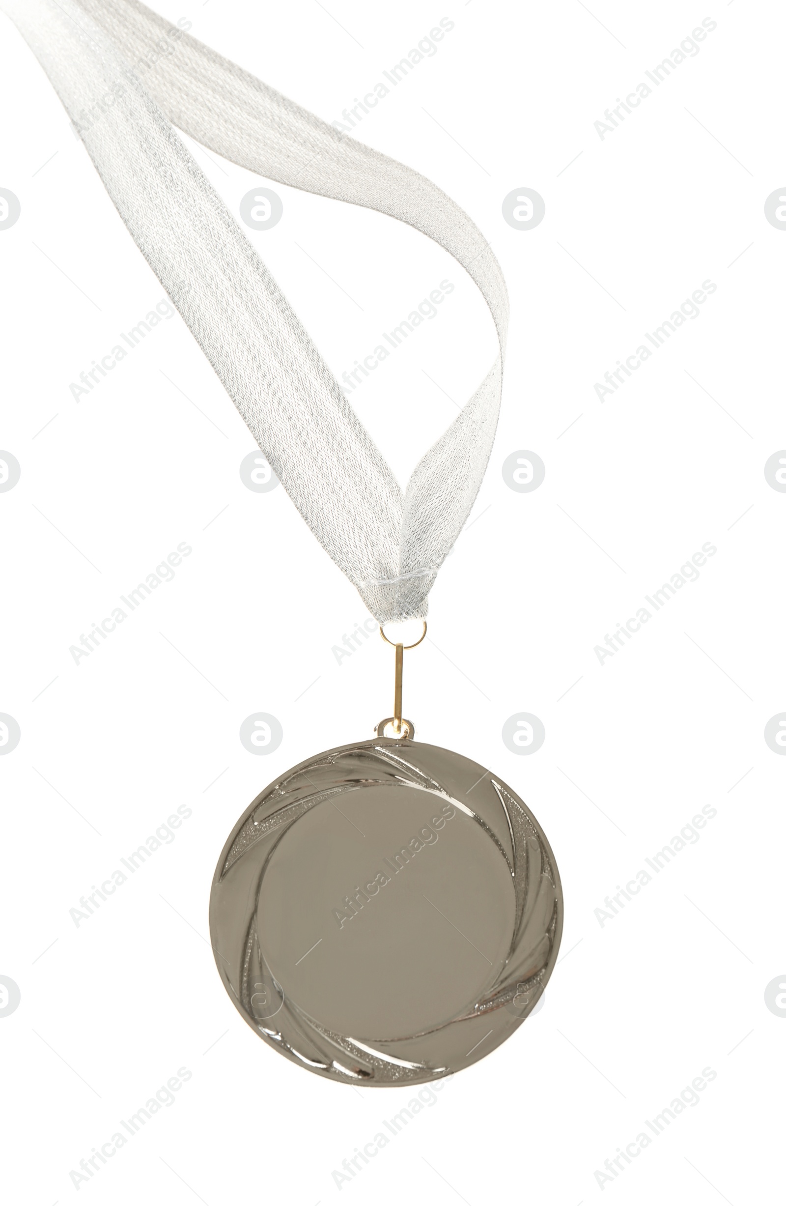 Photo of Silver medal isolated on white. Space for design