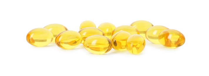 Vitamin capsules isolated on white. Health supplement