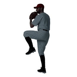 Image of Silhouette of baseball player on white background