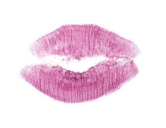 Color lipstick kiss mark on white background