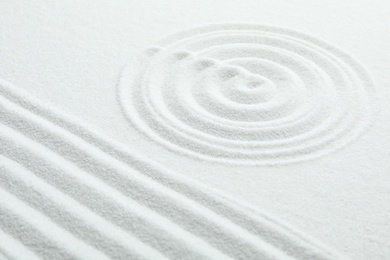White sand with pattern. Zen and harmony