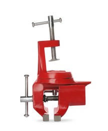 Photo of New modern red vise isolated on white