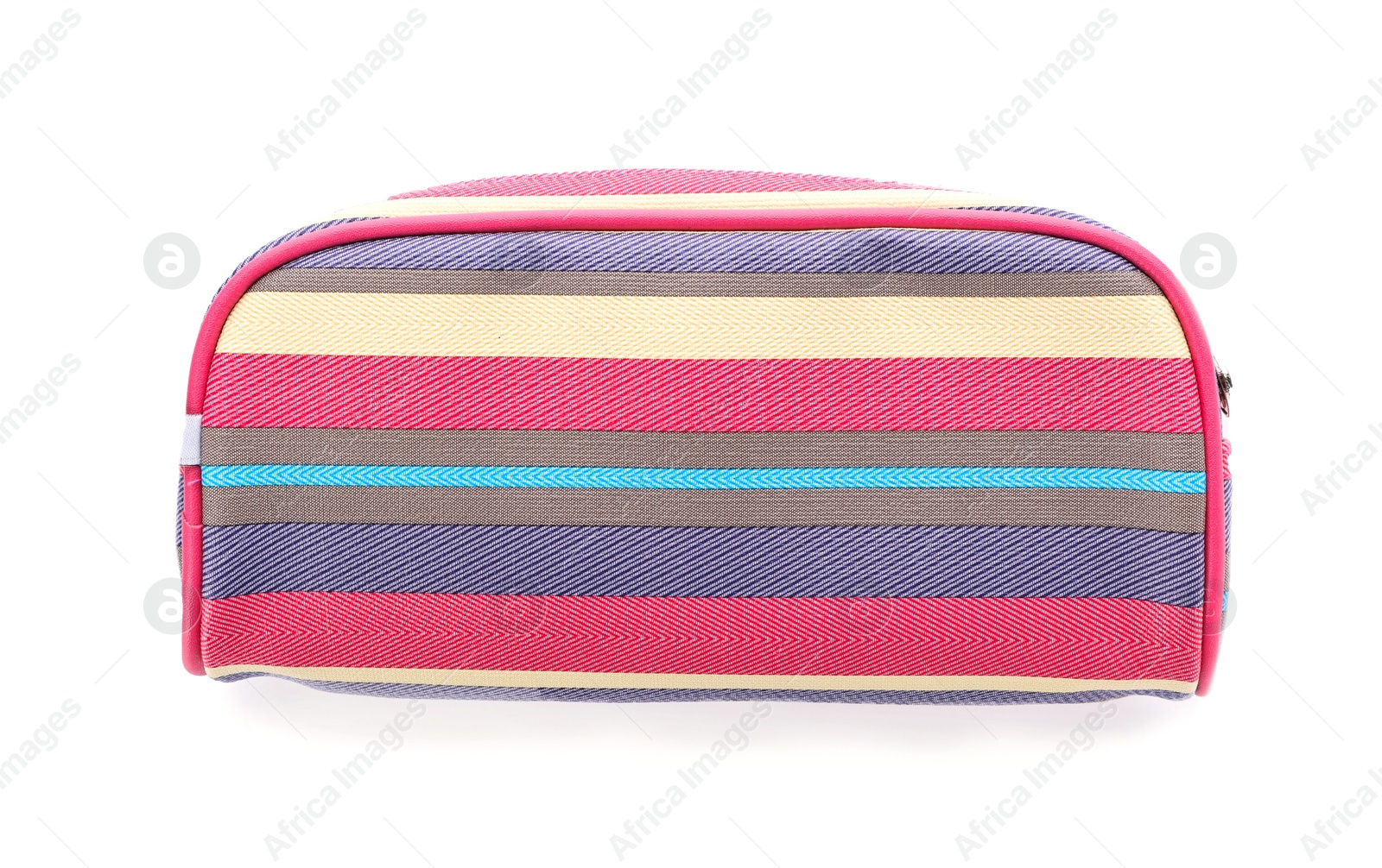 Photo of Pen case on white background. Stationery for school