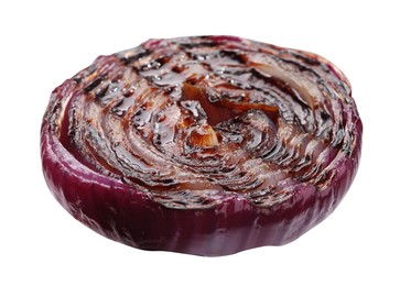 Slice of grilled red onion isolated on white