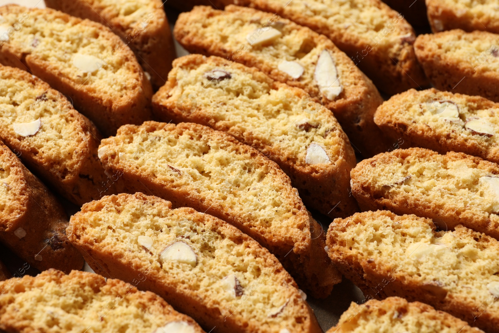 Photo of Traditional Italian almond biscuits (Cantucci), closeup view