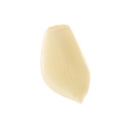 Photo of One peeled clove of garlic isolated on white