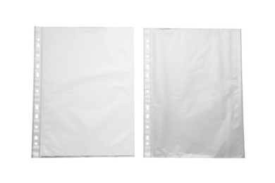 Punched pockets isolated on white, top view