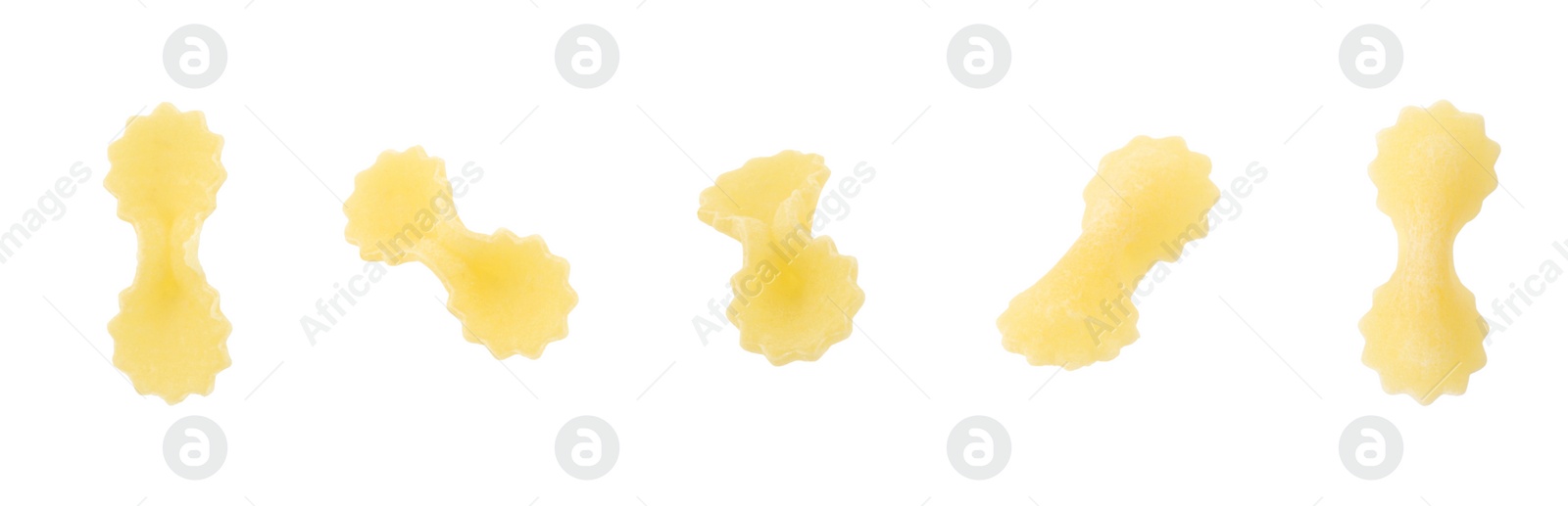 Image of Raw farfalline pasta isolated on white, set