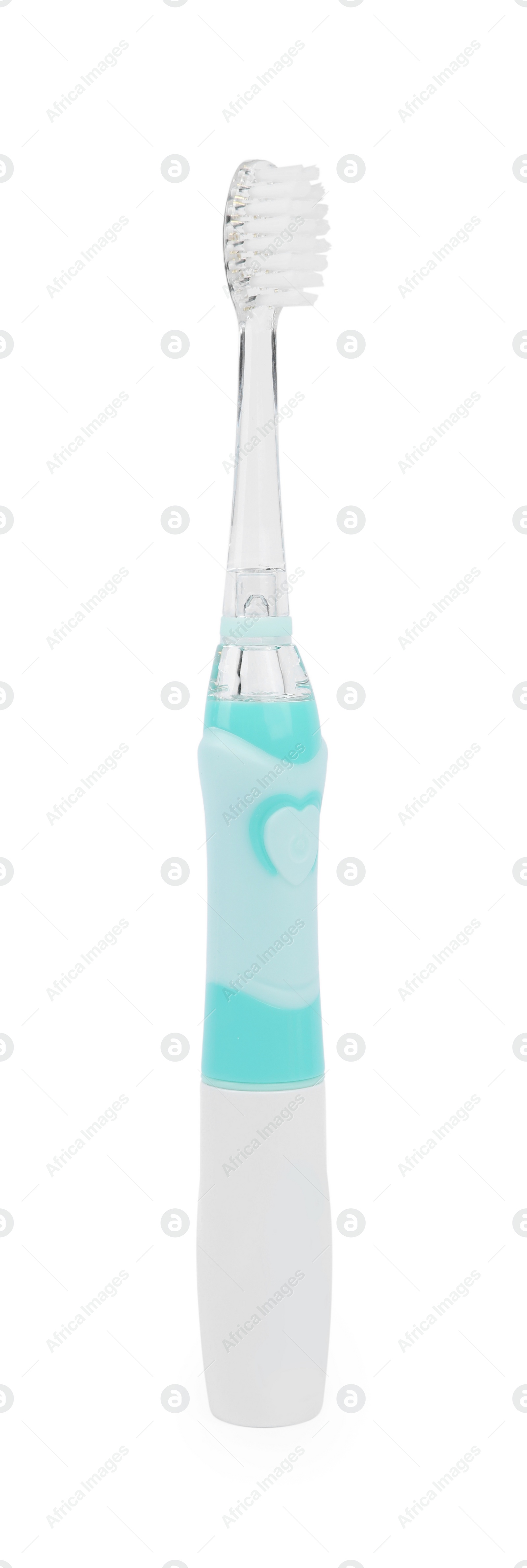 Photo of Electric toothbrush isolated on white. Dental care