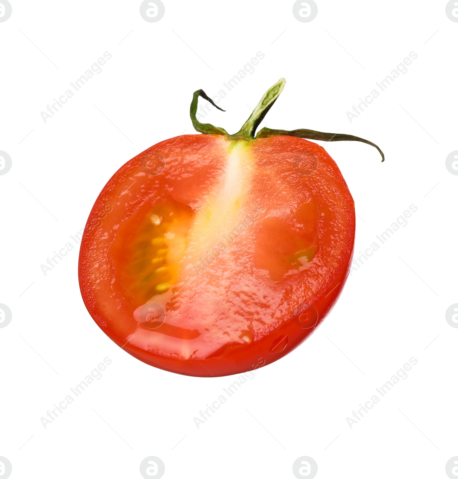 Photo of Slice of fresh ripe tomato isolated on white