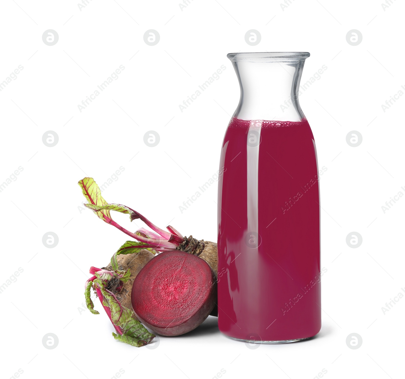 Photo of Freshly made beet juice isolated on white