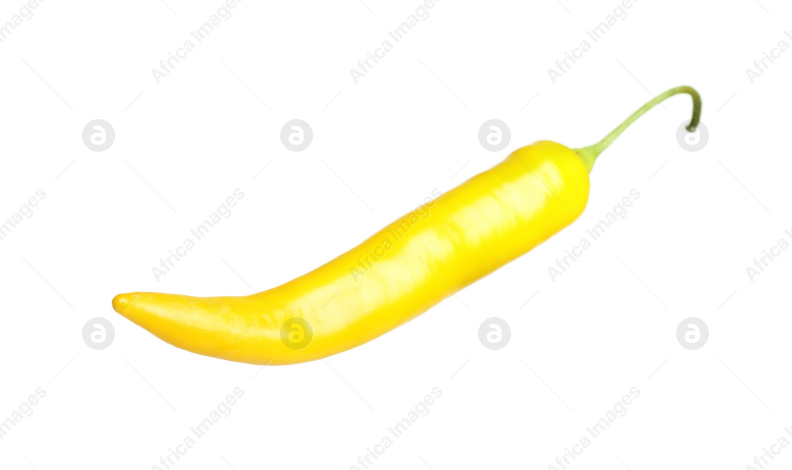 Photo of Ripe yellow hot chili pepper isolated on white