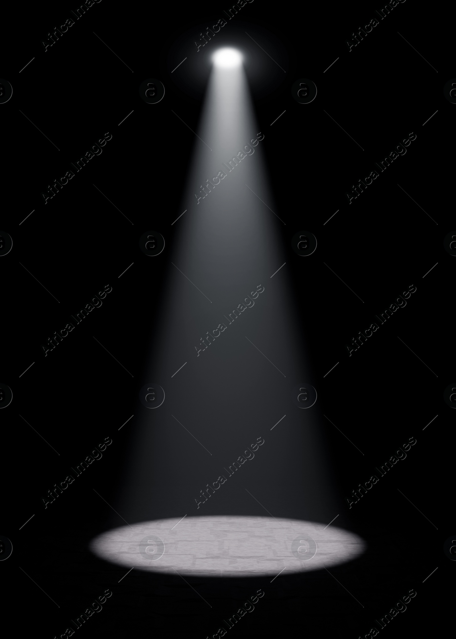 Image of Bright spotlight in dark room. Performance equipment