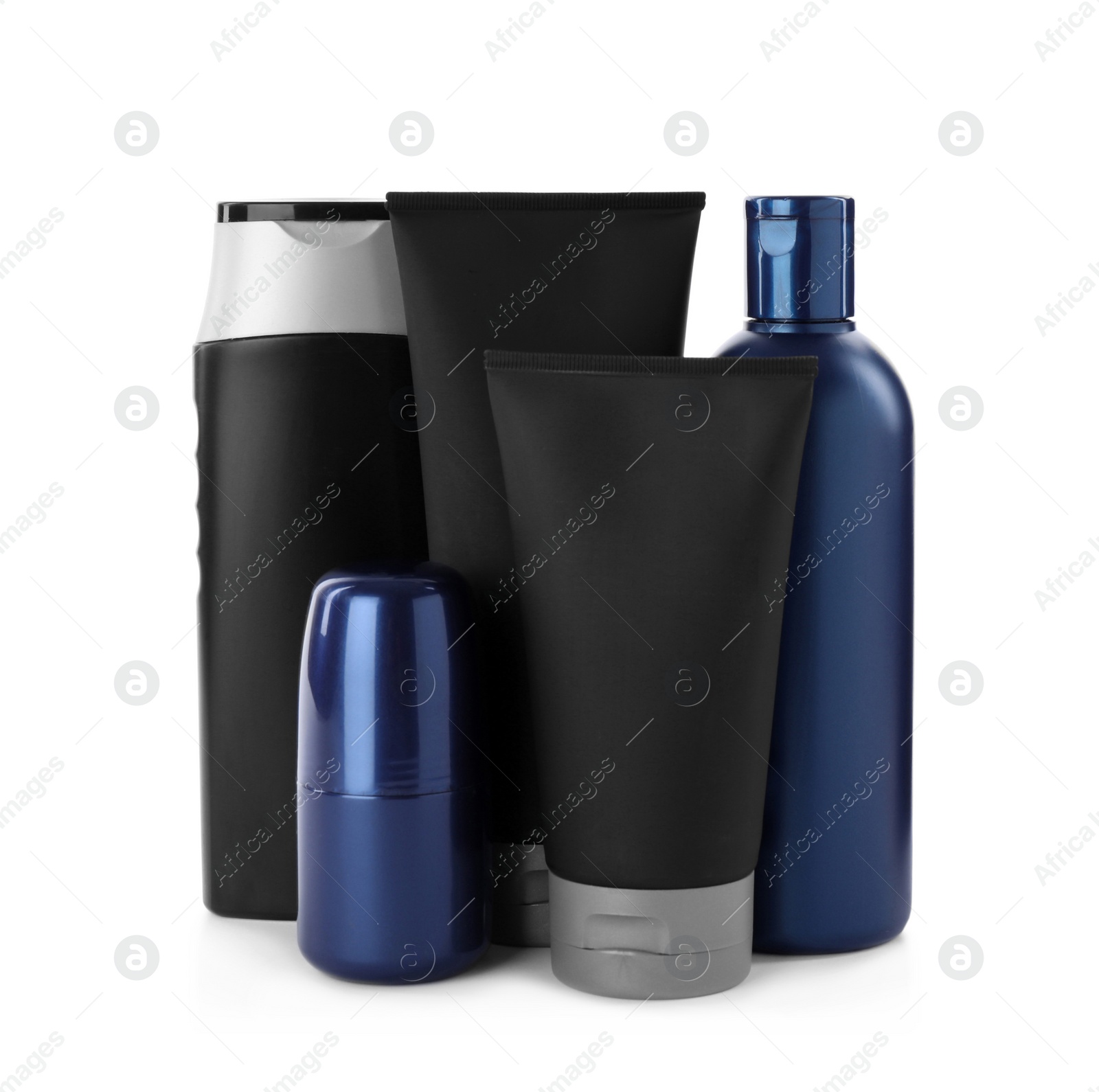 Photo of Set of men's cosmetic products on white background