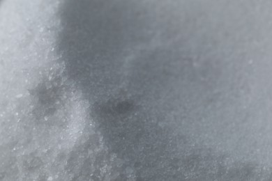 Photo of Organic white sea salt as background, closeup