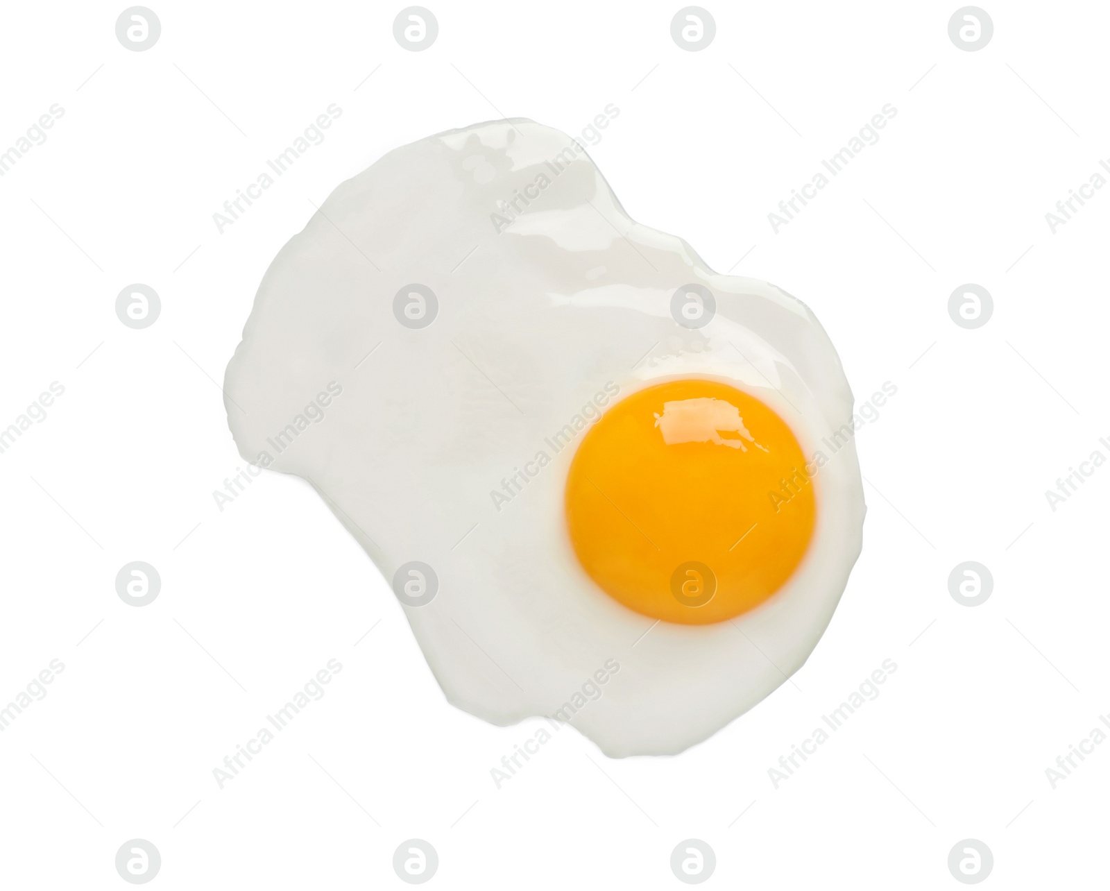 Photo of Tasty fried chicken egg isolated on white, top view