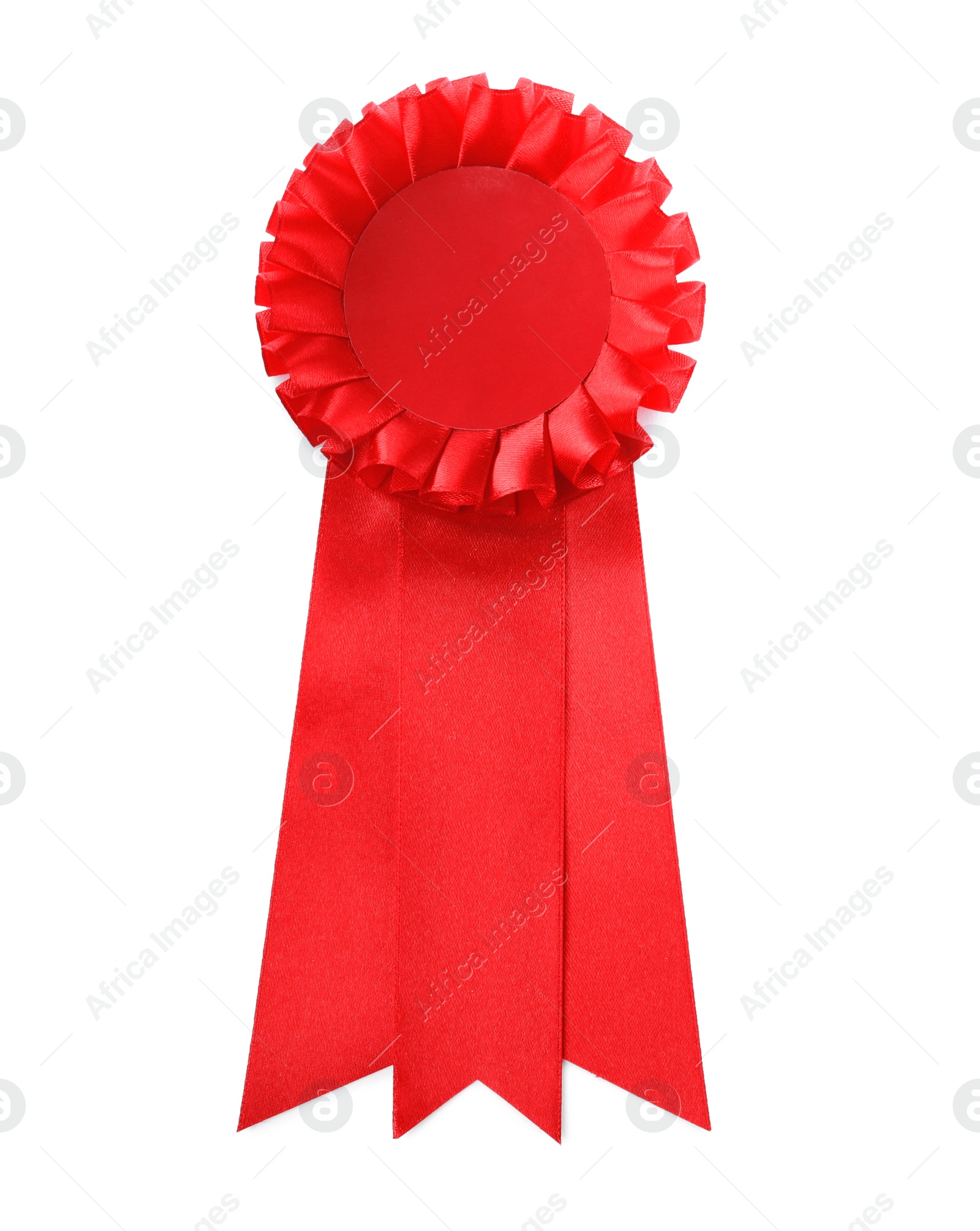 Photo of One red award ribbon isolated on white