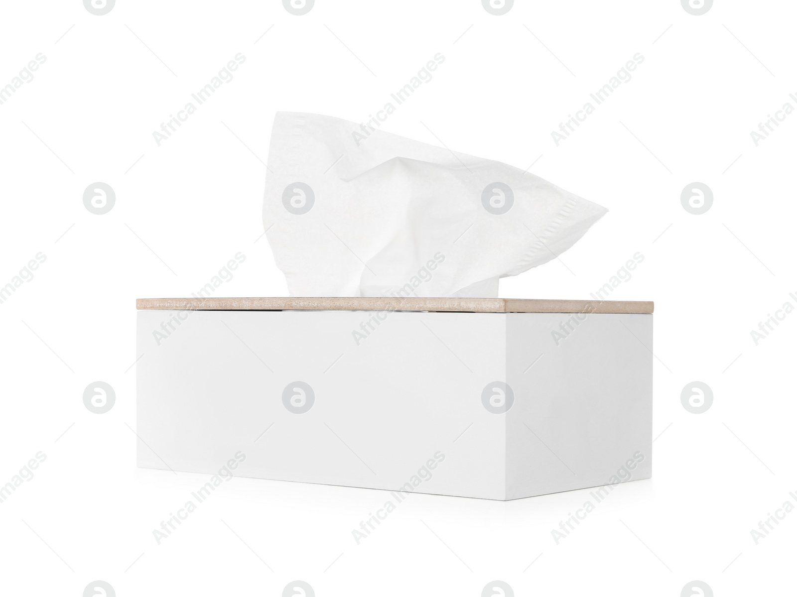 Photo of Holder with paper tissues isolated on white